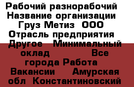 Рабочий-разнорабочий › Название организации ­ Груз-Метиз, ООО › Отрасль предприятия ­ Другое › Минимальный оклад ­ 25 000 - Все города Работа » Вакансии   . Амурская обл.,Константиновский р-н